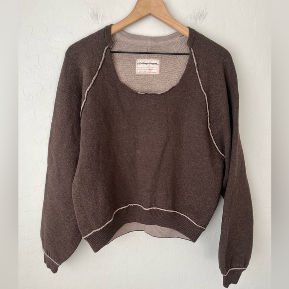 Free People we the free midnight pullover brown NEW - Picture 10 of 12